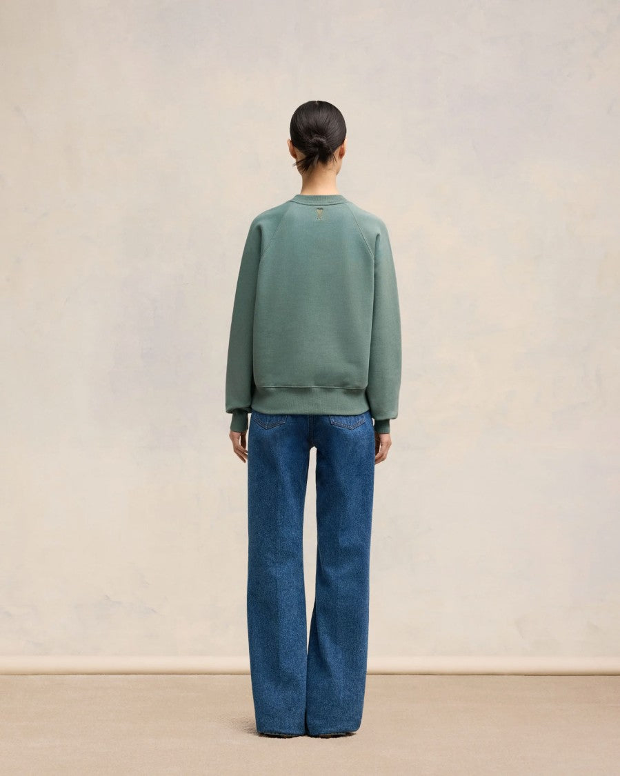Ami Boxy Fit Organic Cotton Fleece Sweatshirt