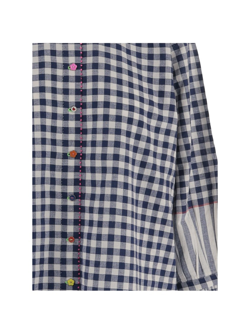 Pero Three-Quarter Sleeve Oversized Checked Shirt