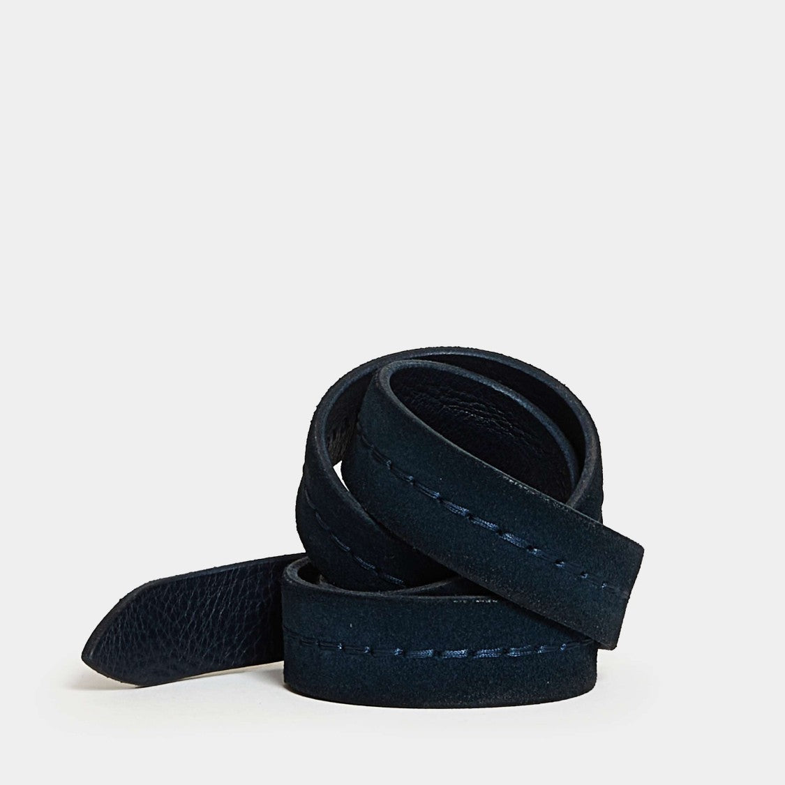 Orciani Blue Vintage Split Belt With Stitching