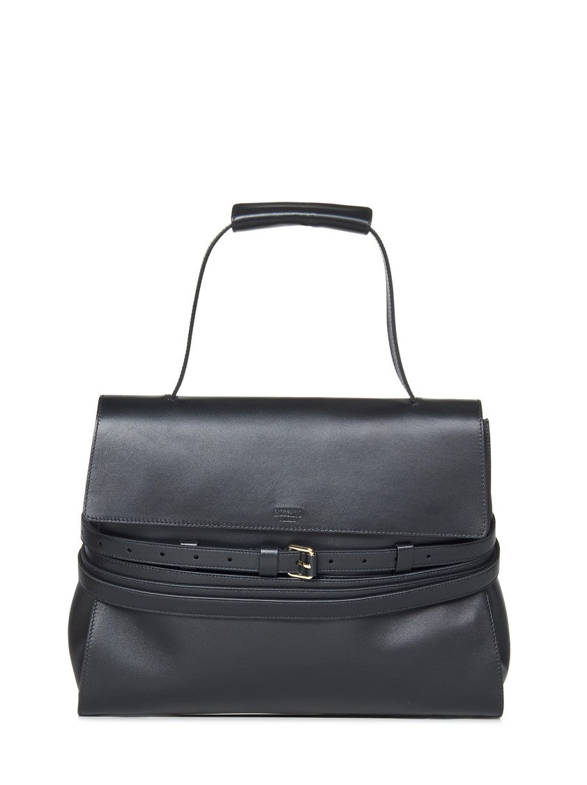 Moschino Tie Me Medium Handbag With Woven Belt And Removable Strap