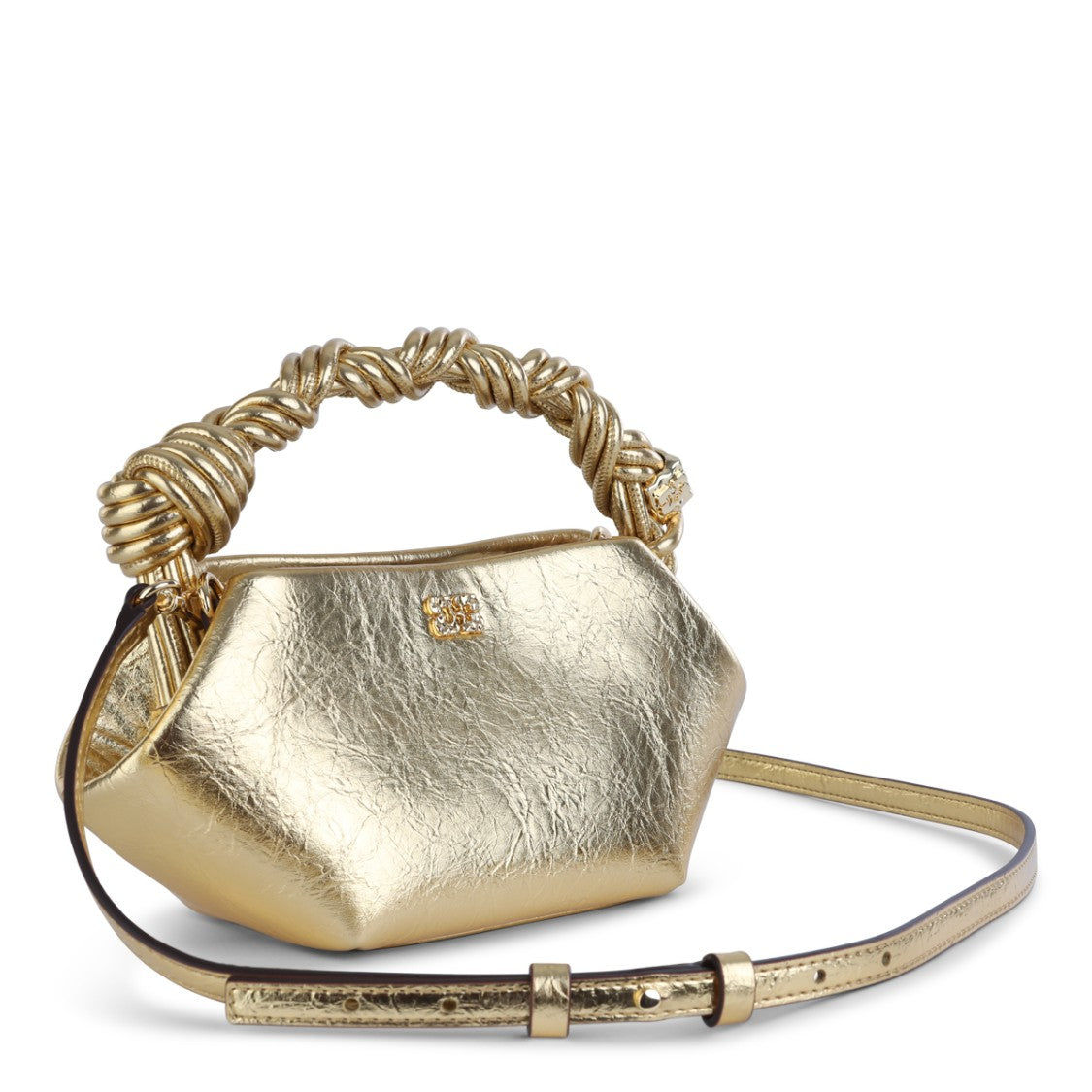 Ganni Sculptural Gold Top Handle Bag