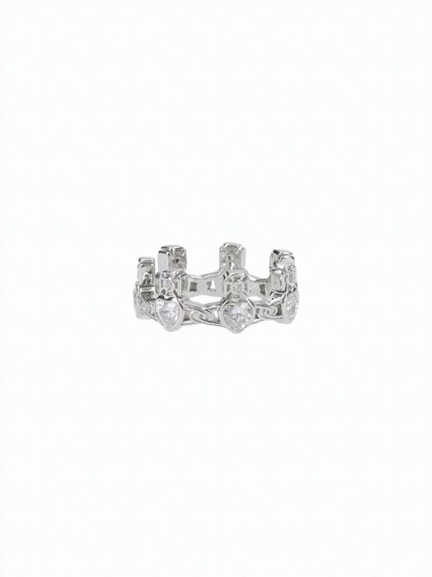 Vivienne Westwood Silver Ring With Clear Gemstone Accents