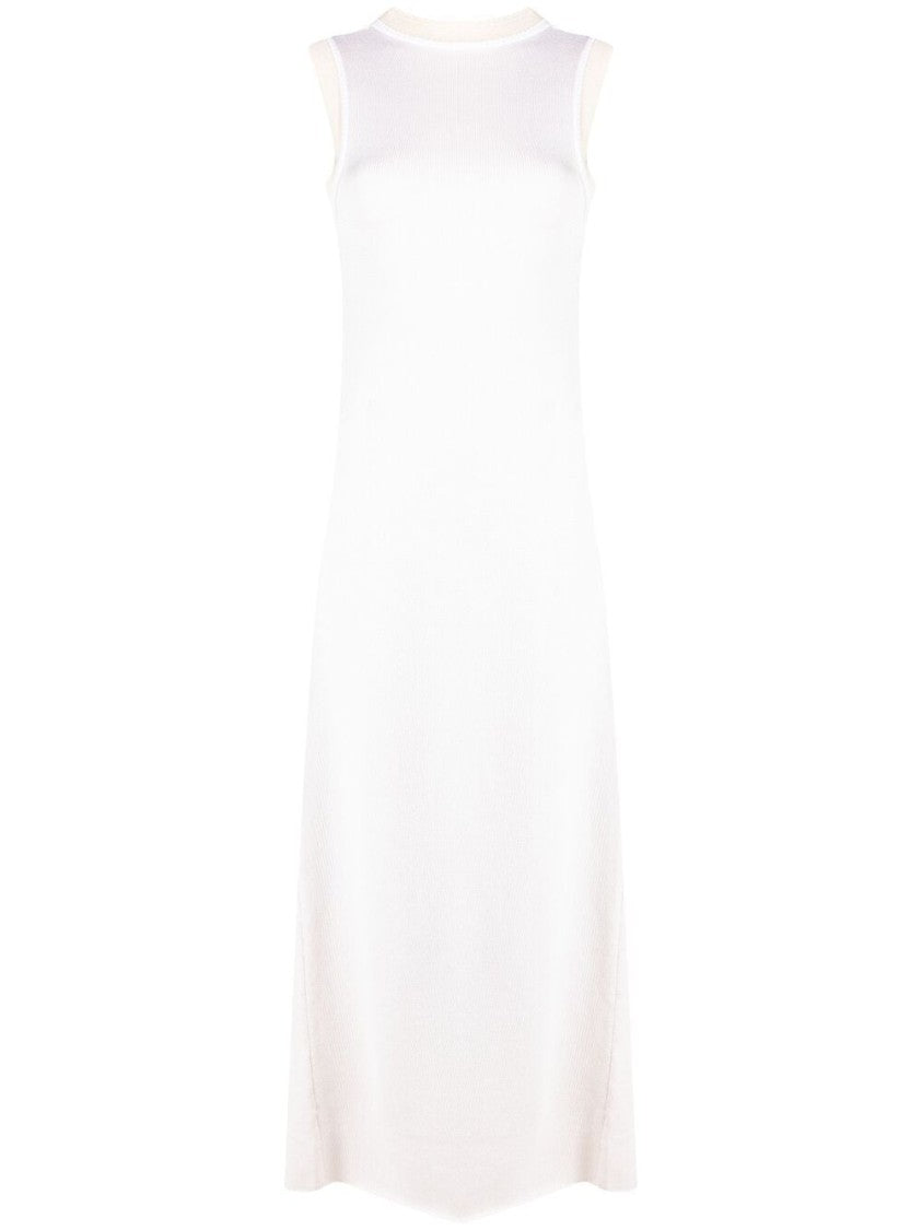 Jil Sander Beige Sleeveless Midi Dress With Smooth Silhouette