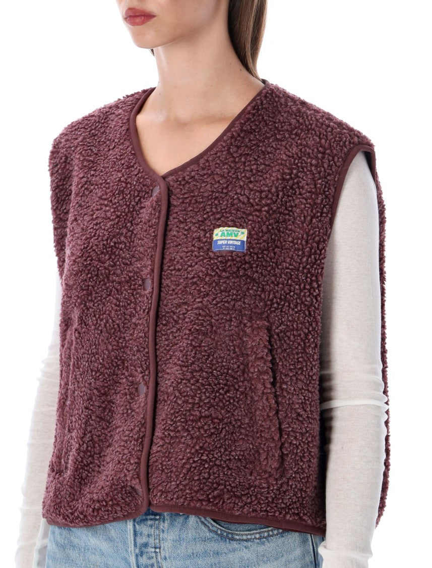 American Vintage Hok Town Pile Cropped Plush Fabric Gilet
