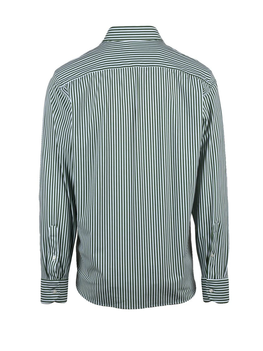 Ghirardelli Next White Green Striped Stretch Shirt