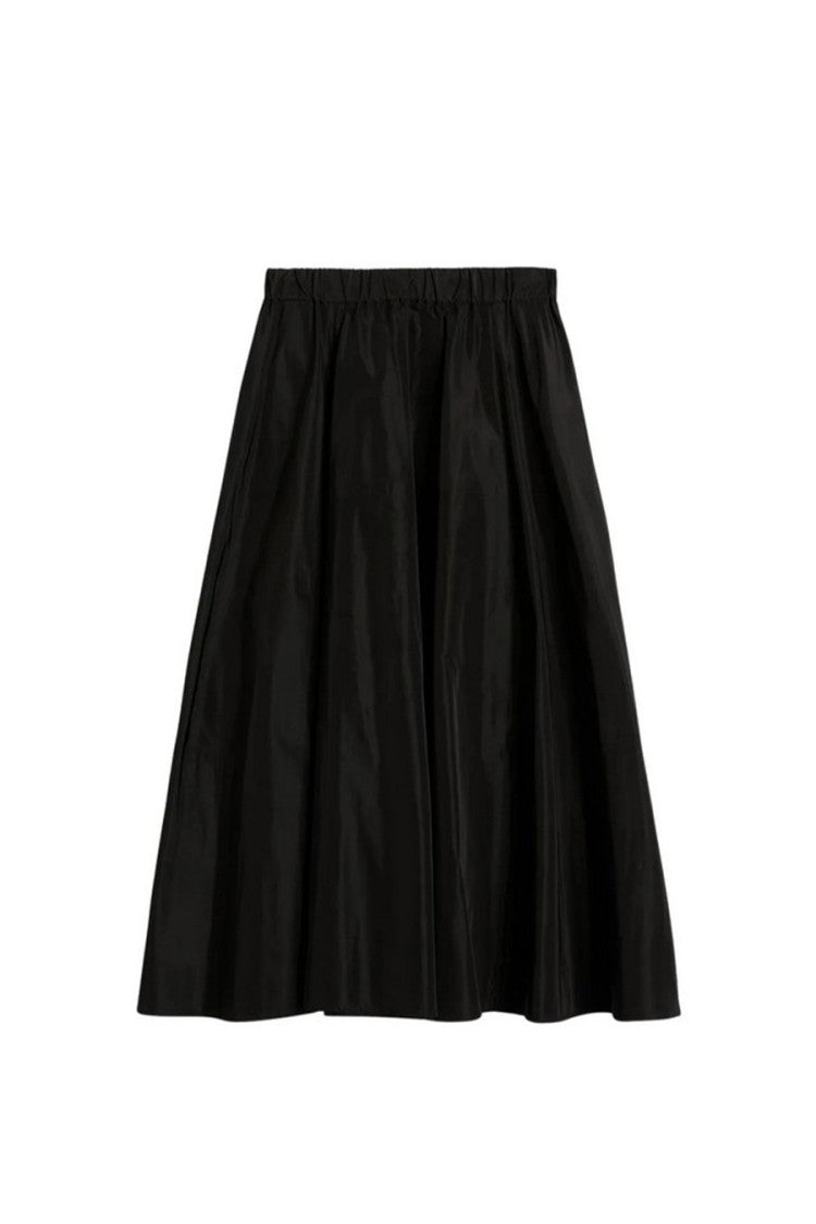 Aspesi Black Mia Elasticated Waist Polyester Midi Skirt