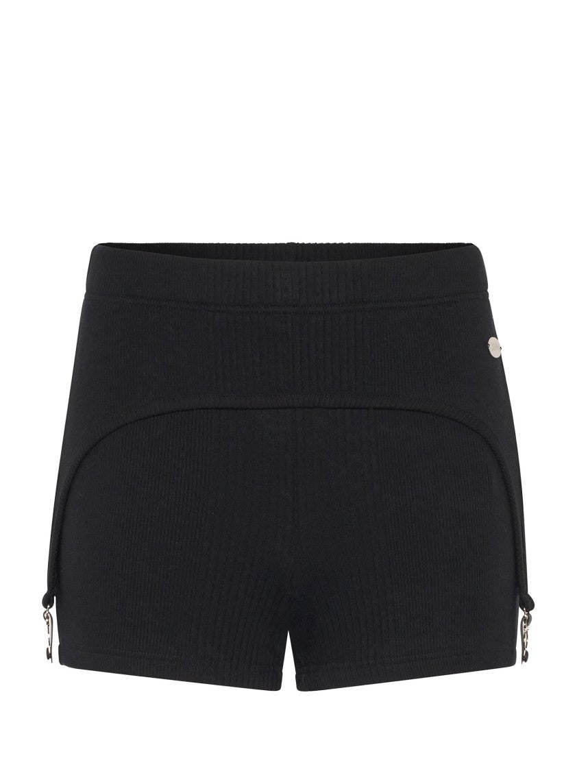 Jean Paul Gaultier Ribbed Black Cotton Shorts