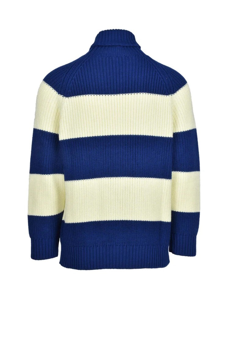 Sunnei High Neck Sweater Virgin Wool - Blue/Yellow