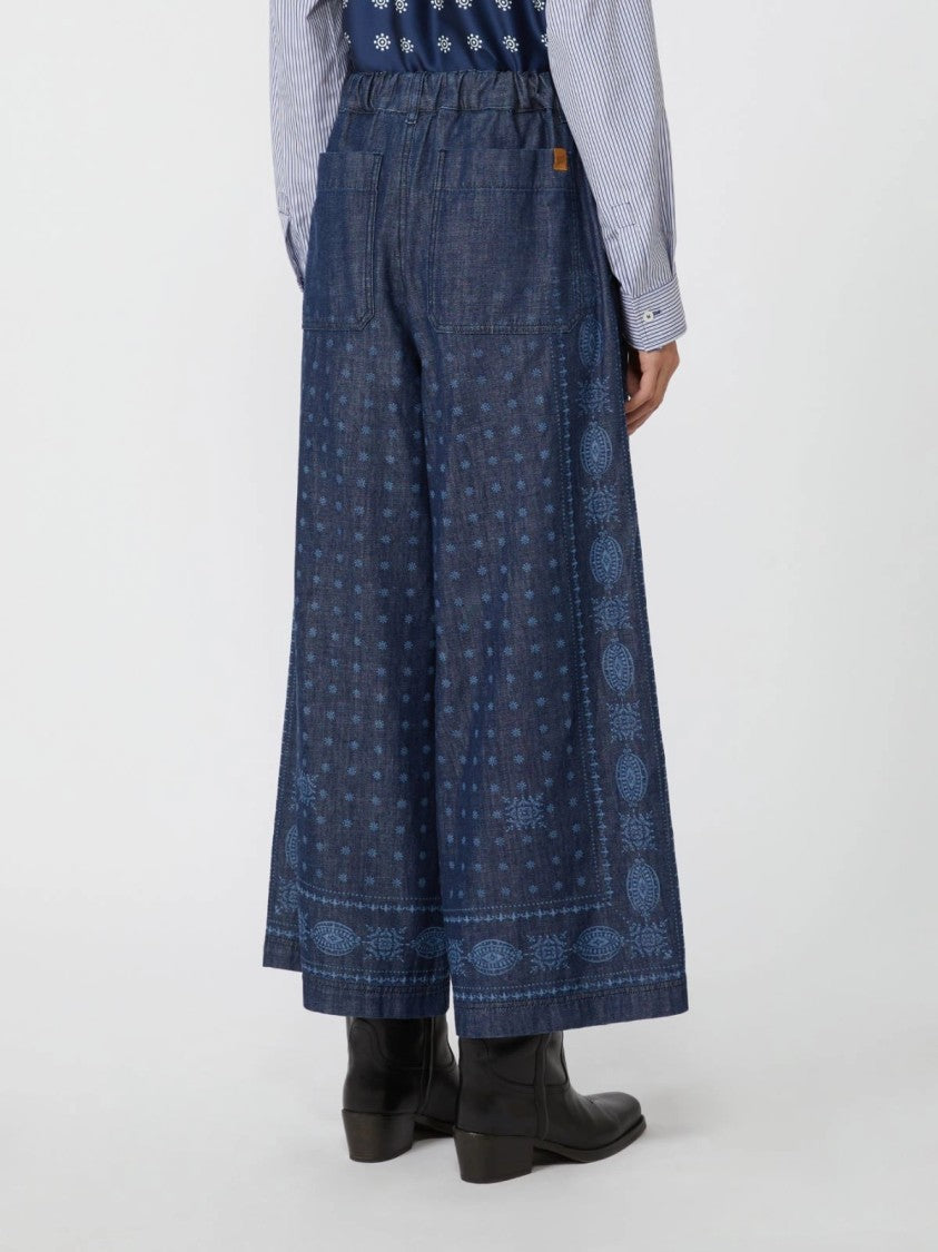 Max Mara Wide-Leg Pants With Subtle Bandana Pattern