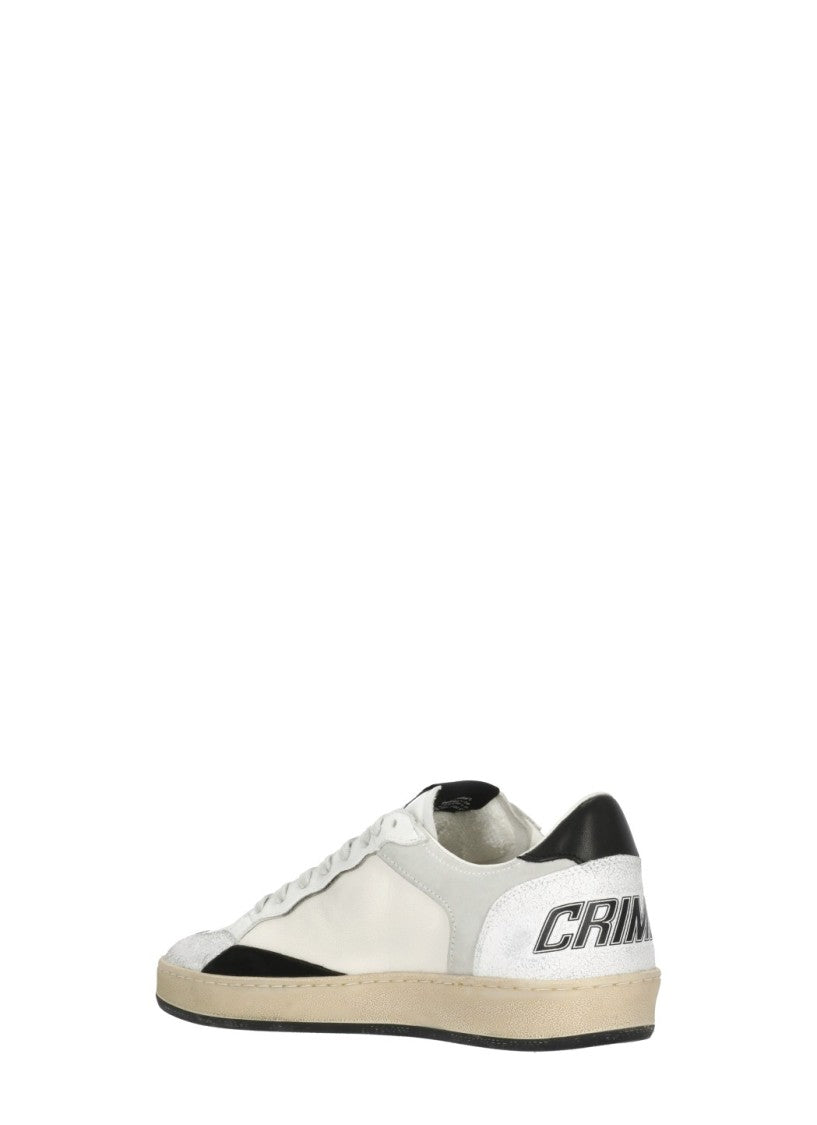Crime London White Grey Suede Inserts Leather Sneakers
