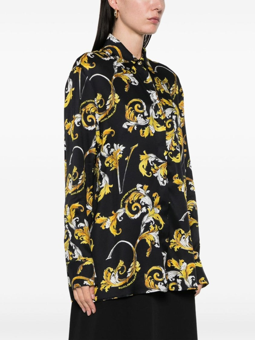 Versace Jeans Couture Black Button-Down Shirt With Classic Collar