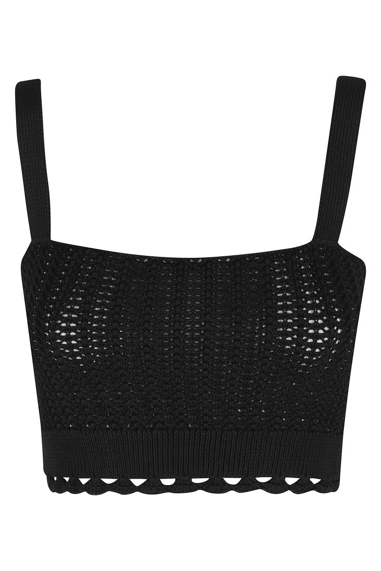Iro Black Lyanne Crochet Embroidered Viscose-Blend Tank Top