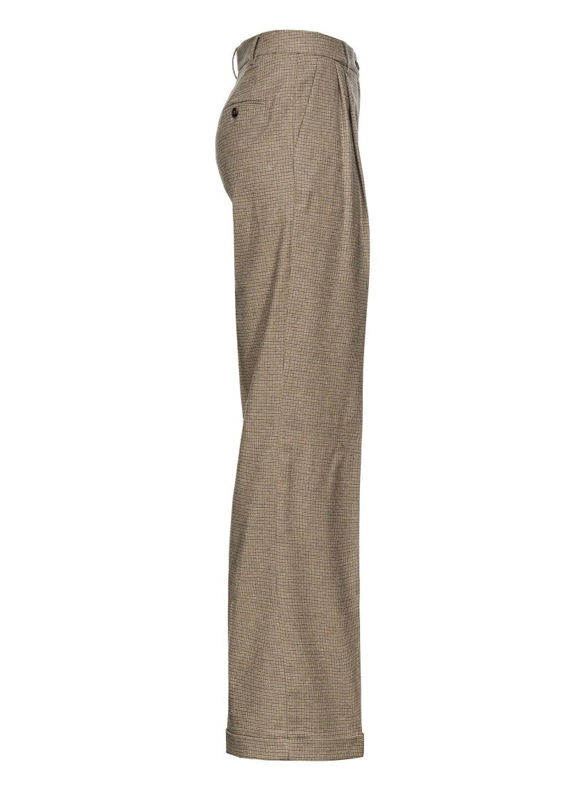 Pinko High-Waisted Check Pattern Trousers With Tailored Silhouette