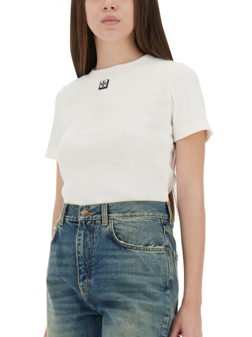 Tory Burch Ribbed Cotton T-Shirt