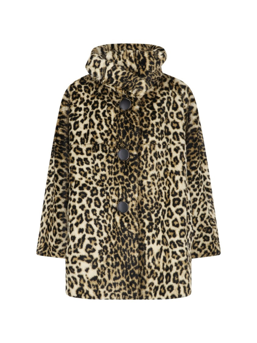 Givenchy Multicolor Leopard Print Faux Fur Coat With Adjustable Collar