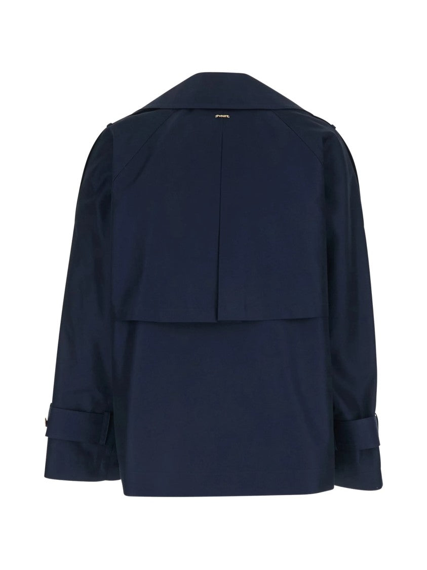 Twin-Set Blue Caban Cropped Double-Breasted Peacoat