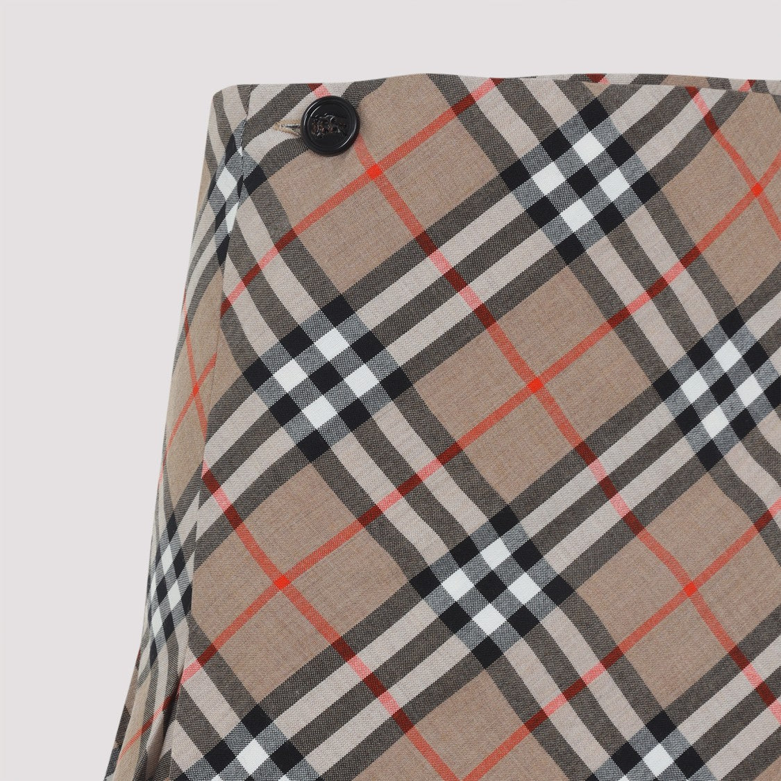 Burberry Check Beige Wool Midi Skirt