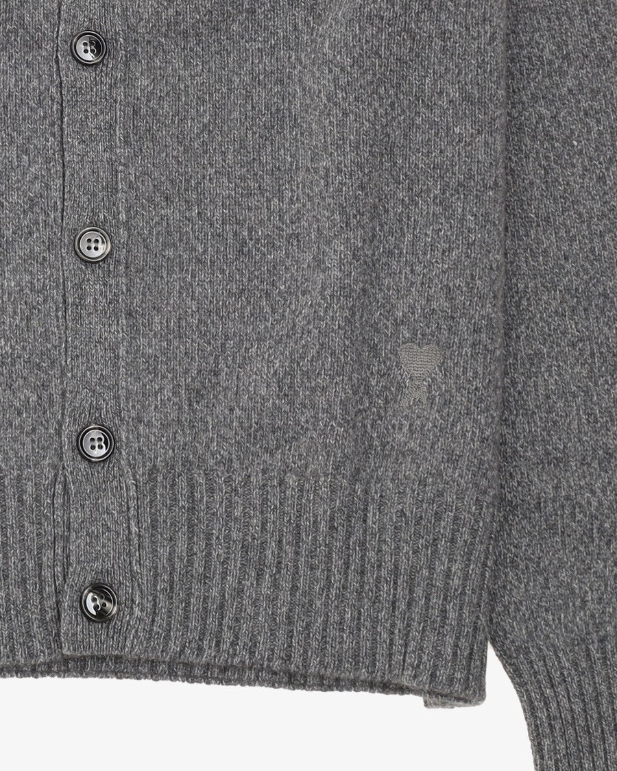 Ami V-Neck Cashmere Cardigan With Tonal Logo Embroidery