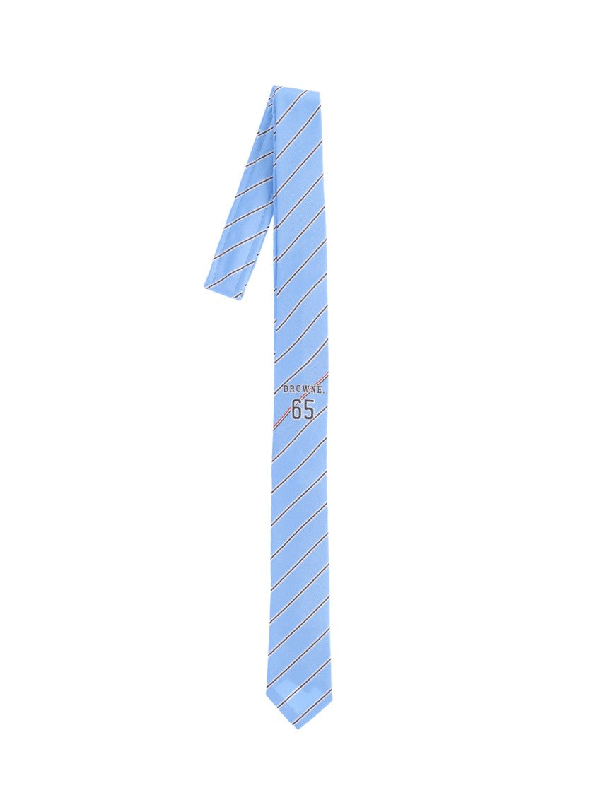 Thom Browne Light Blue Striped Silk Tie