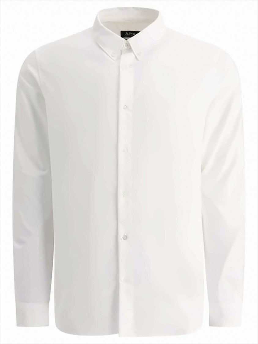 A.P.C. Long-Sleeve White Shirt With Classic Button-Down Collar