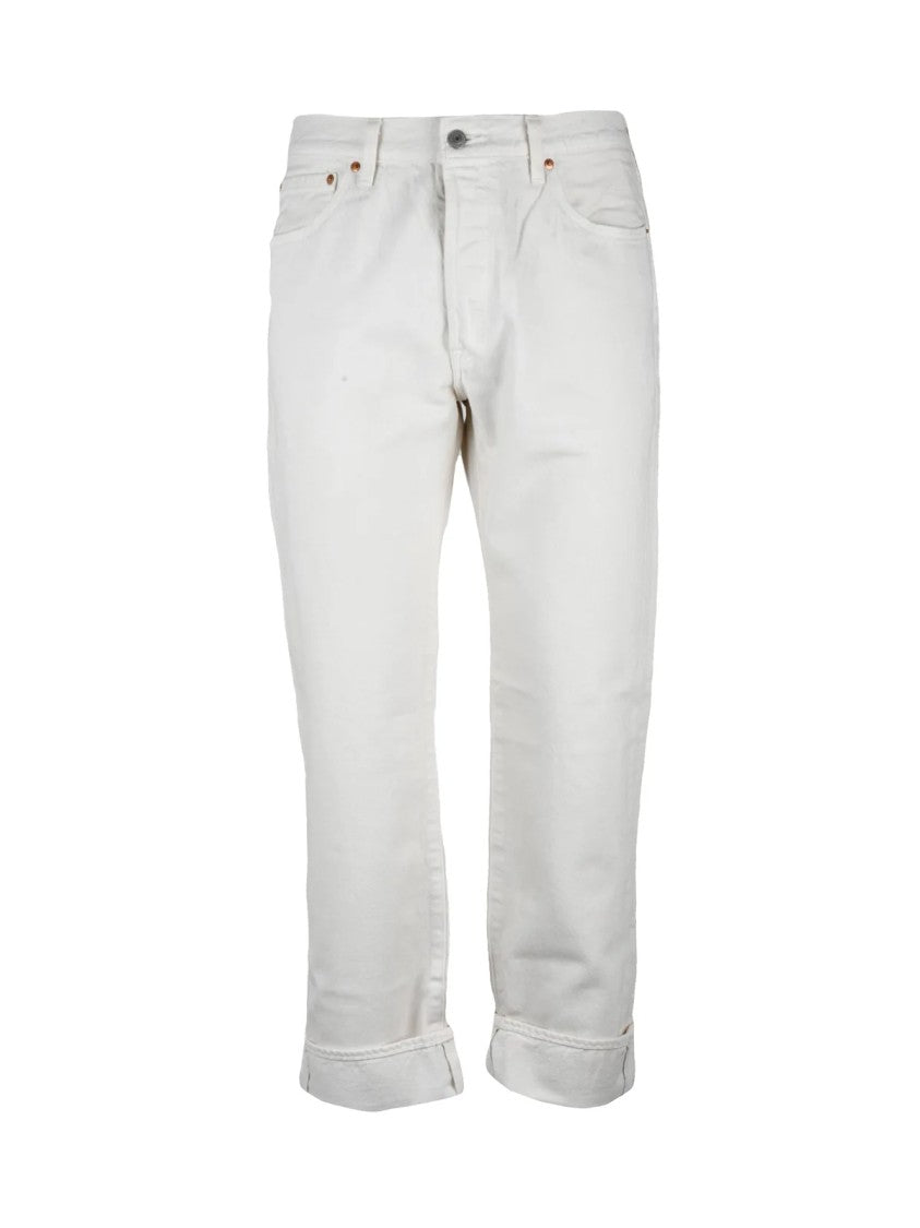 Levi's White Cotton Straight Jeans