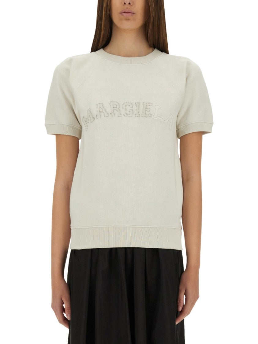 Maison Margiela Short-Sleeved Sweatshirt With Textured Logo
