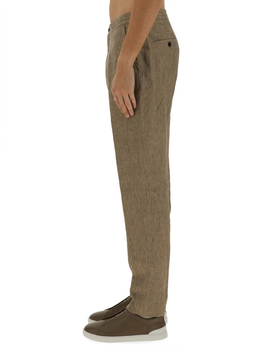 Zegna Tailored Brown Linen Jogger Pants