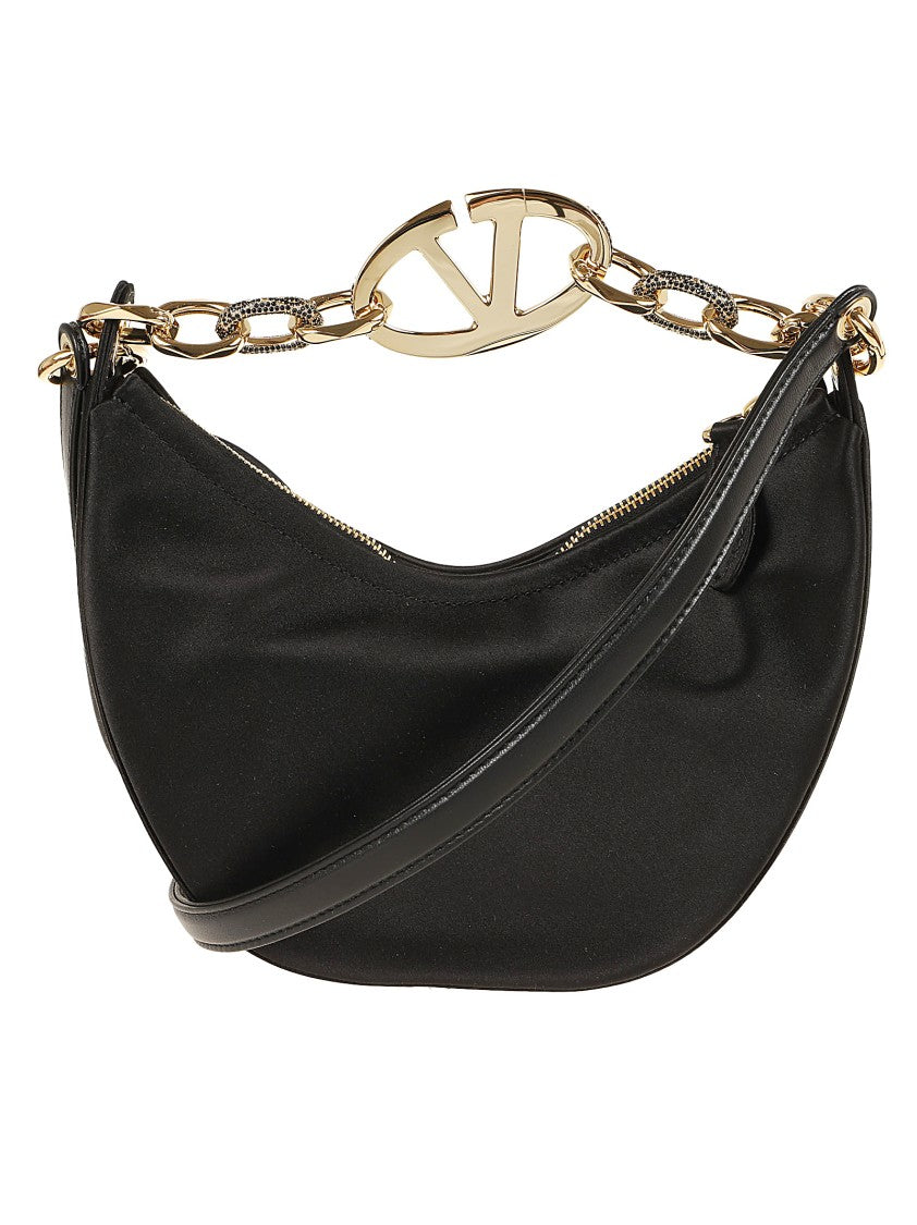 Valentino Mini Hobo Vlogo Moon Bag In Satin