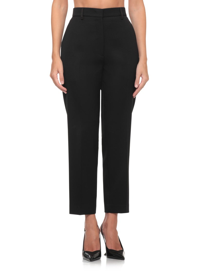 Lanvin Tailored Black Wool Trousers With Hidden Closure