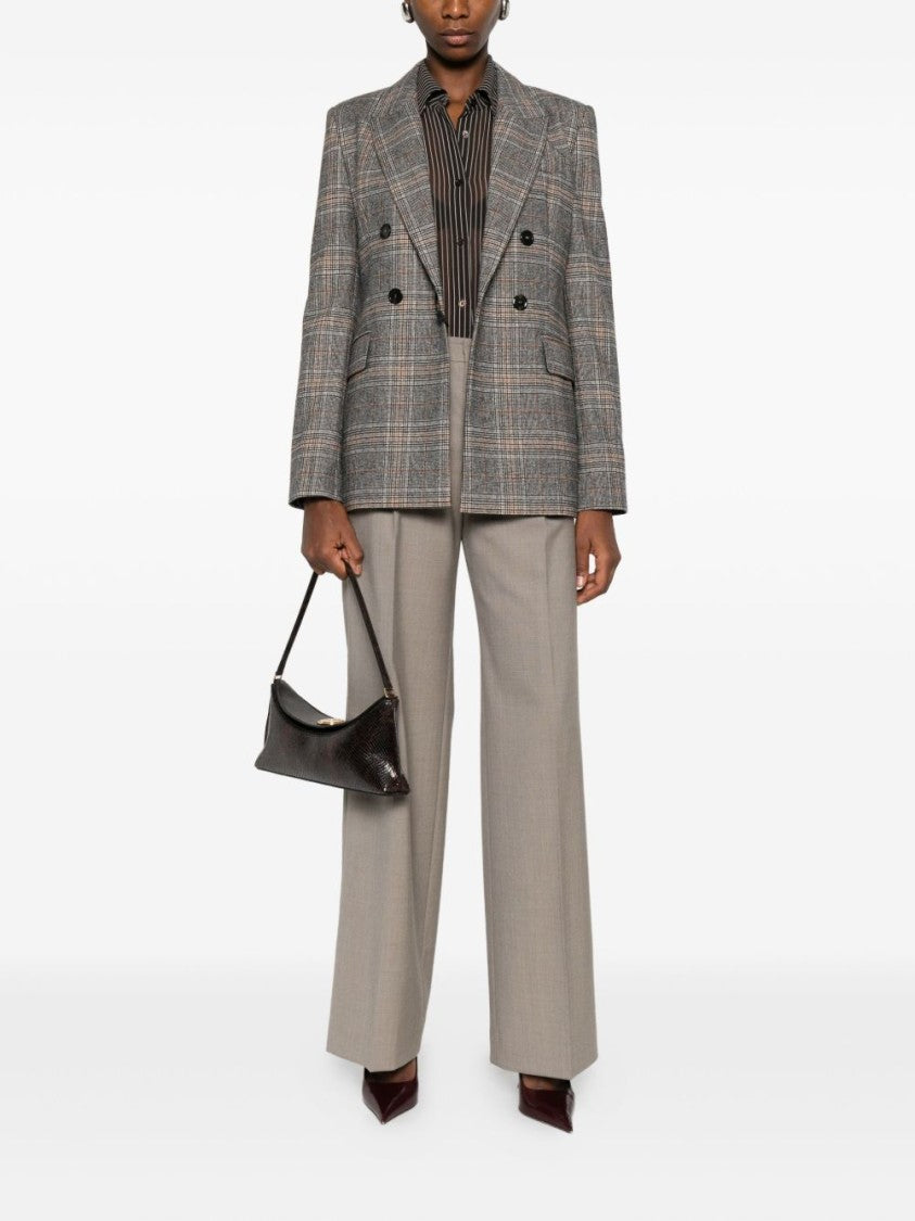 Pinko Double-Breasted Tailored Jacket With Plaid Pattern
