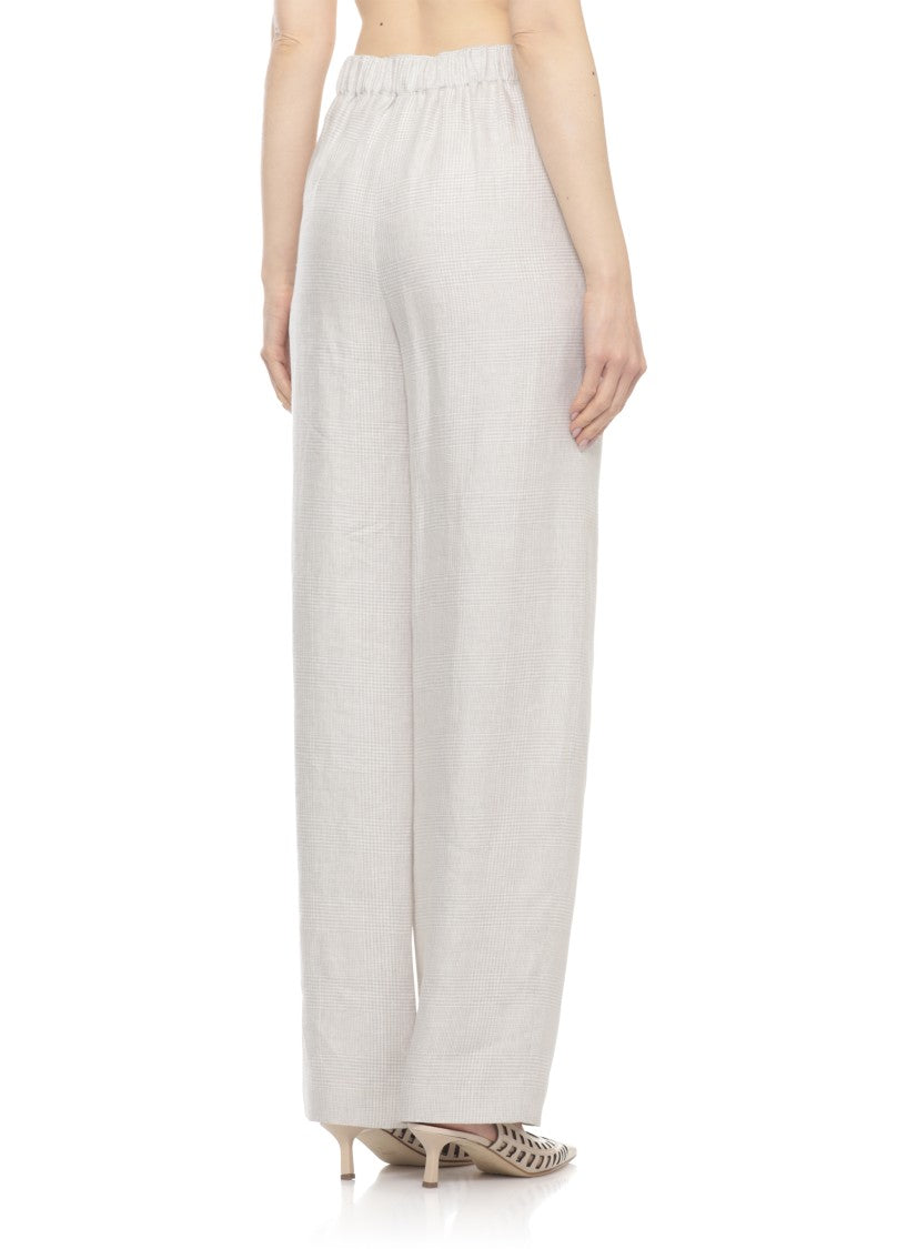 Lardini Beige Prince Of Wales Linen Formal Pants