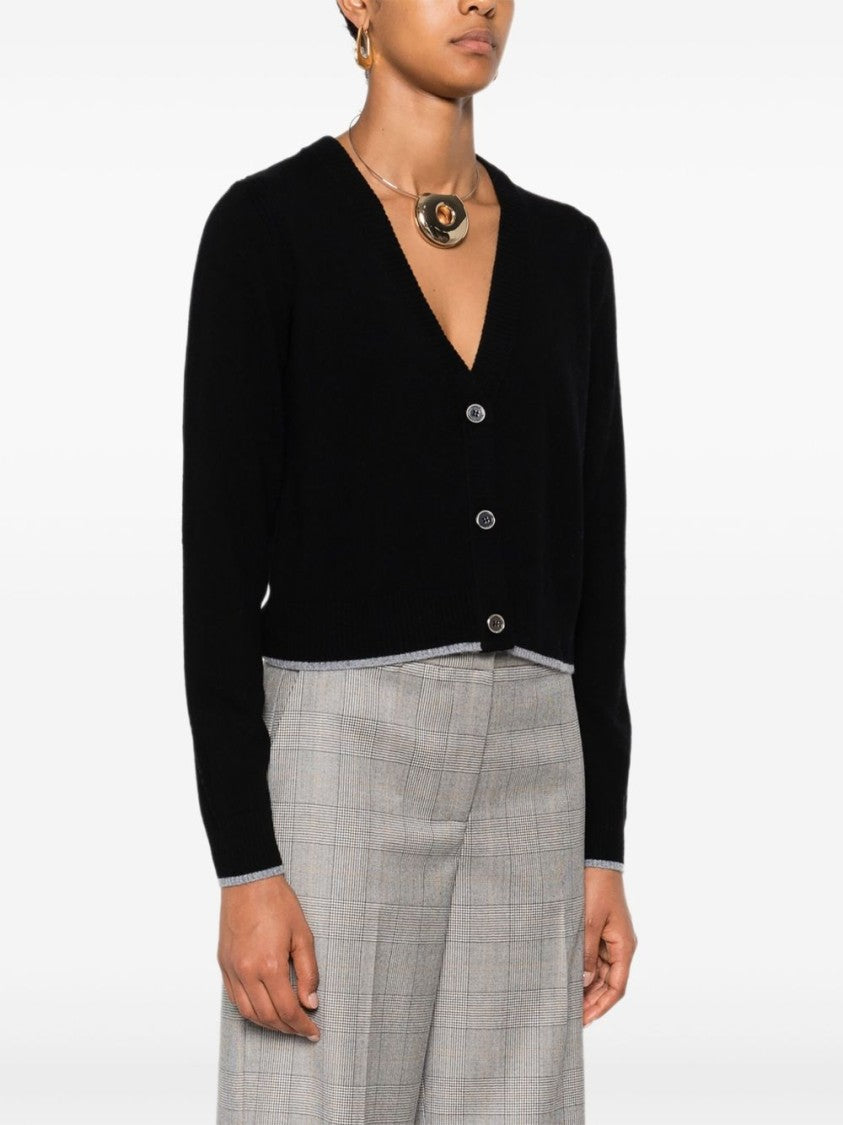 Pinko Cropped Button-Down Sweater With Deep V-Neckline