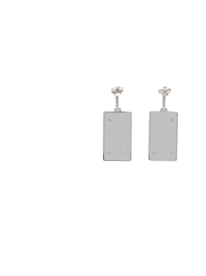 Maison Margiela Minimalist Rectangular Drop Earrings With Polished Finish