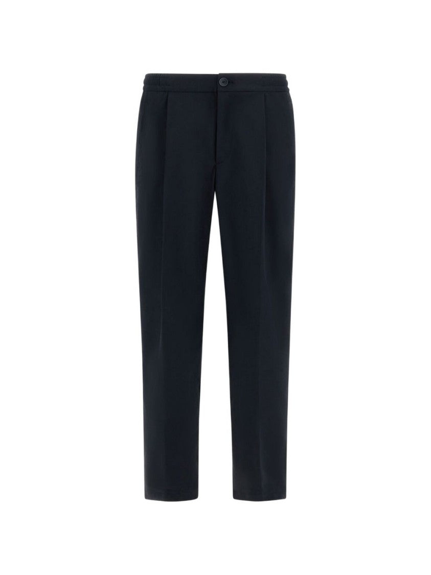 Herno Navy Elasticated Relaxed-Fit Straight-Leg Pants