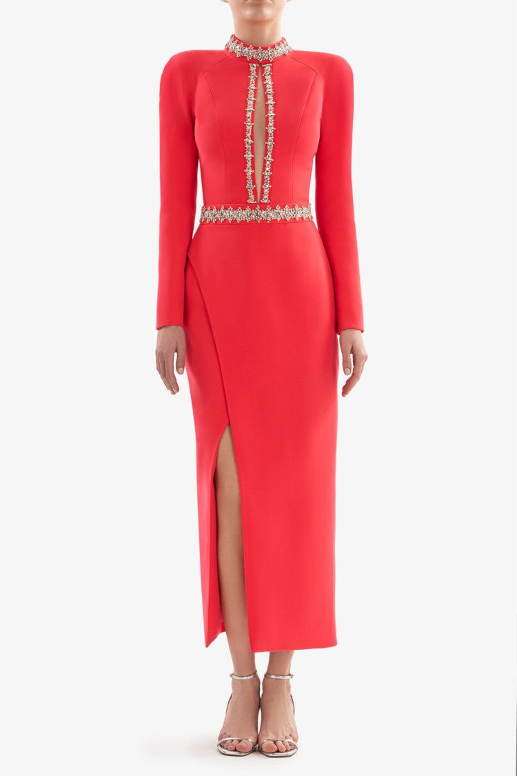 Saiid Kobeisy Crystal Embellished Midi Dress