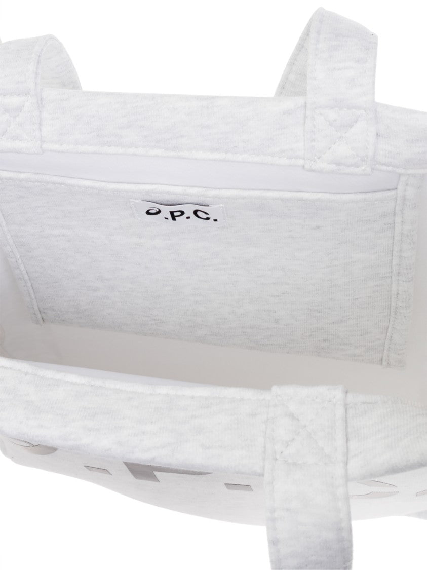 A.P.C. Grey Lou Logo Cotton Tote Bag