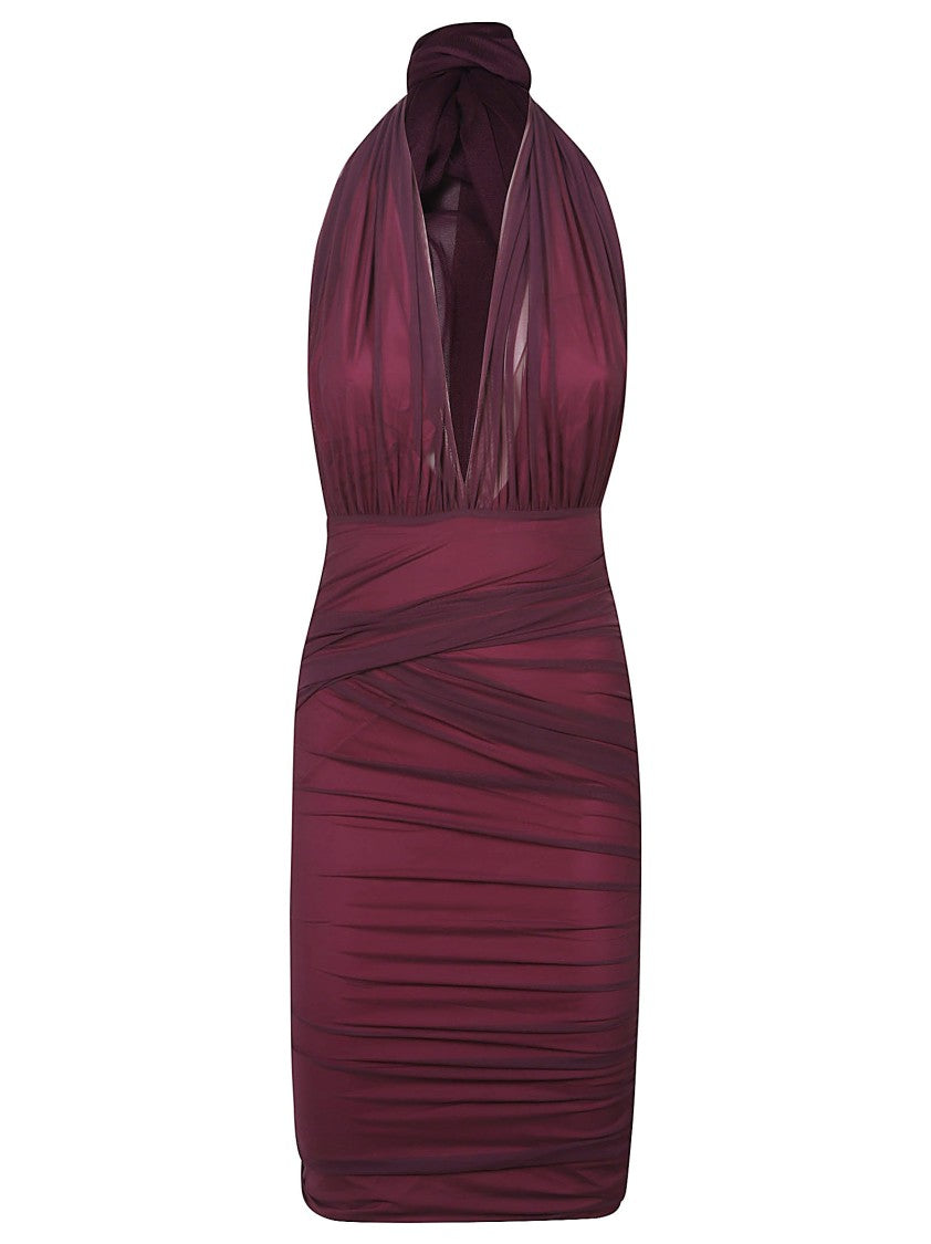 Amazuin Ruched Sheer Overlay Dress