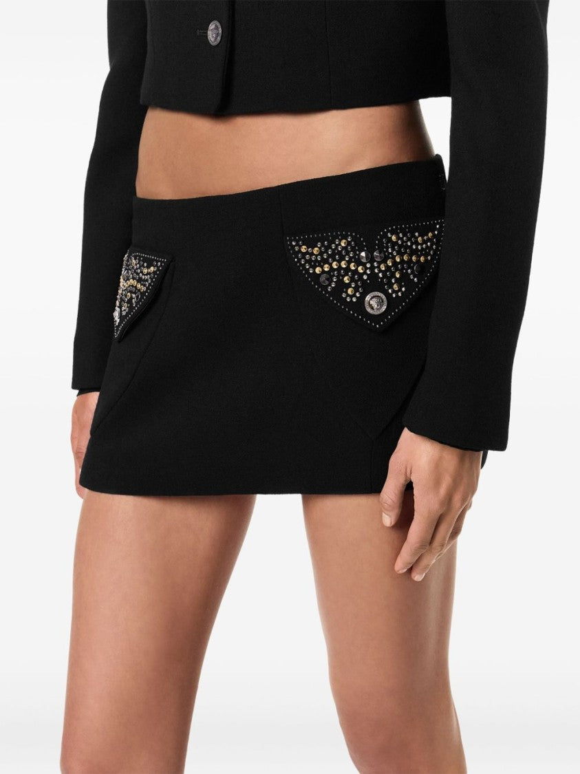Versace Mini Skirt In Double Wool Crepe