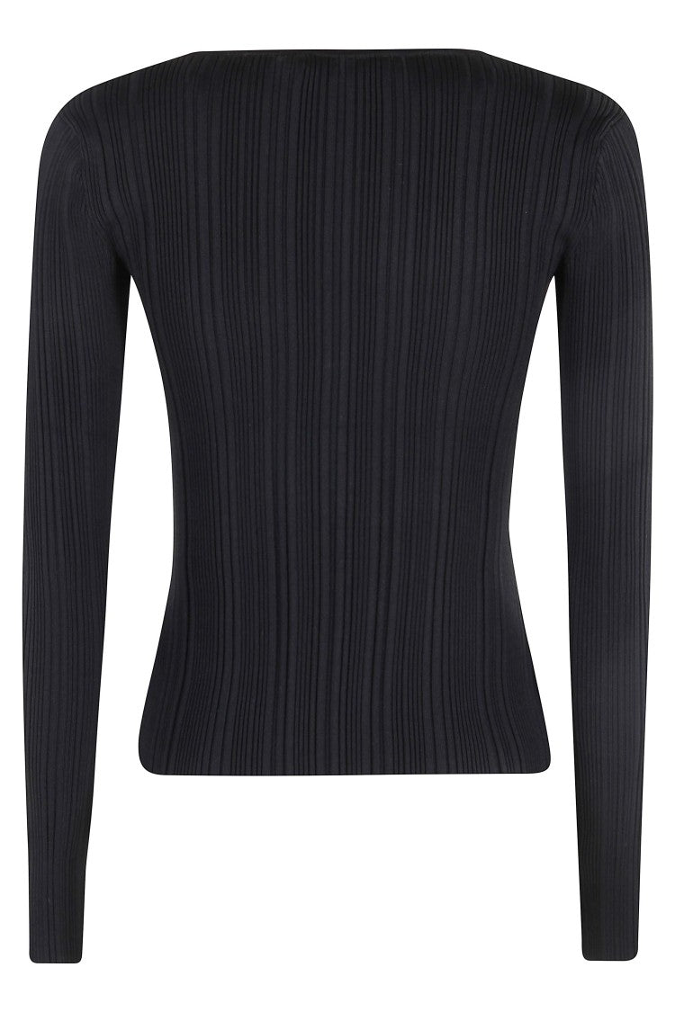 Self-Portrait Black Lace Trim Knit Top