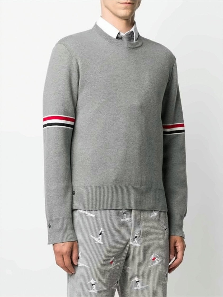 Thom Browne Knitted Long-Sleeve Top With Rwb Arm Bands
