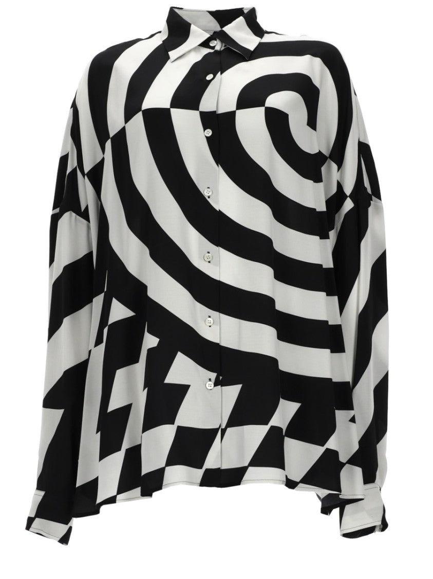 Dries Van Noten Casia Black White Geometric Shirt