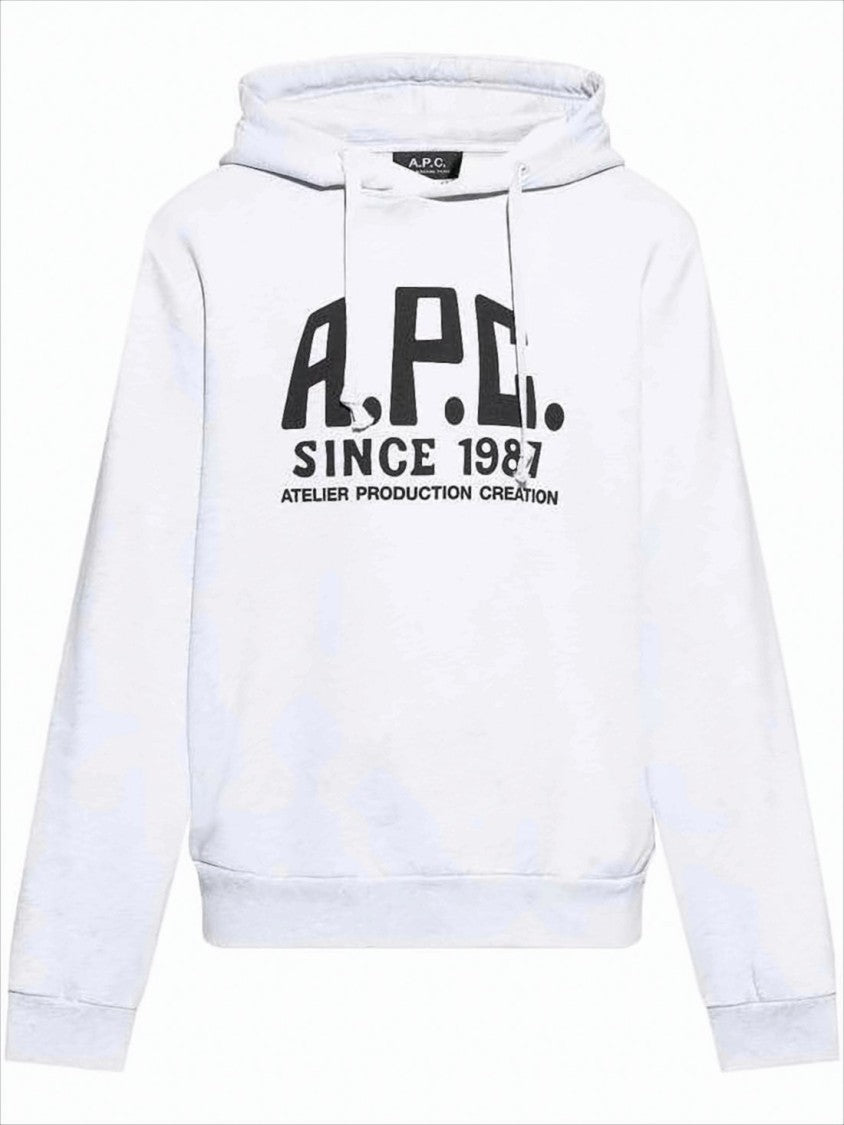 A.P.C. Light Grey Hoodie With Bold Logo