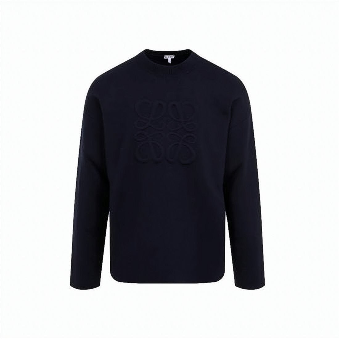 Loewe Crew Neck Blue Wool Blend Sweater