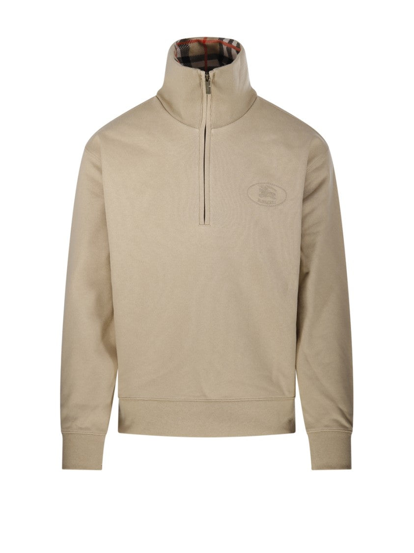 Burberry High Collar Quarter Zip Sweatshirt
