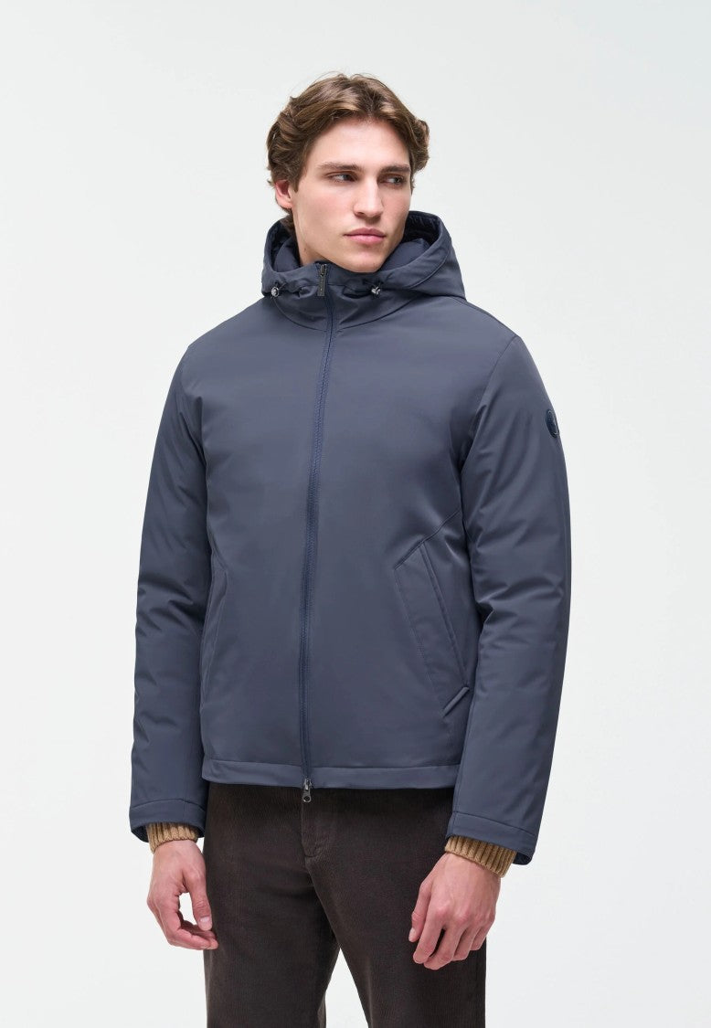 Colmar Matte-Finish Blue Adjustable Hood Down Jacket