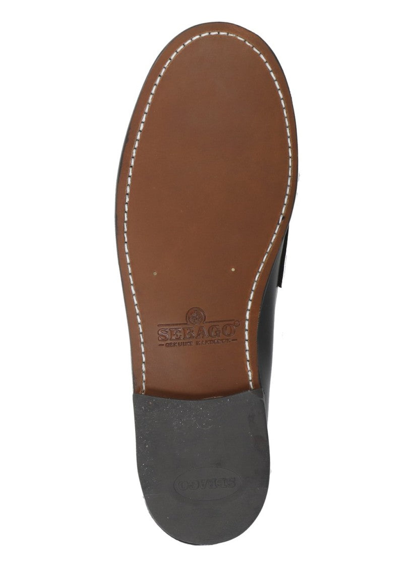 Sebago Black Glossy Patent Leather Horsebit Loafers