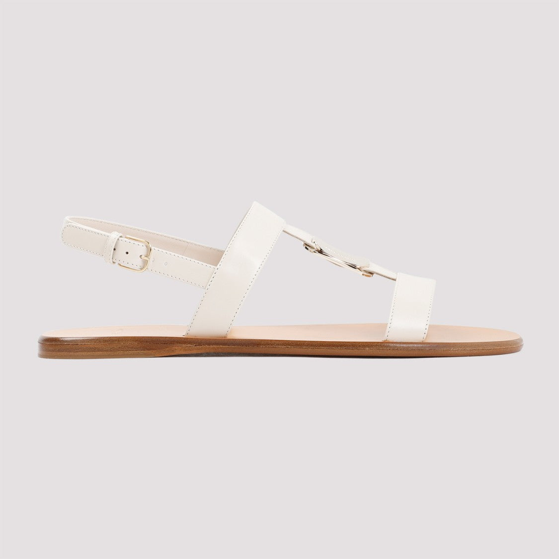 Ferragamo White Mascarpone Lamb Leather Vida Sandals