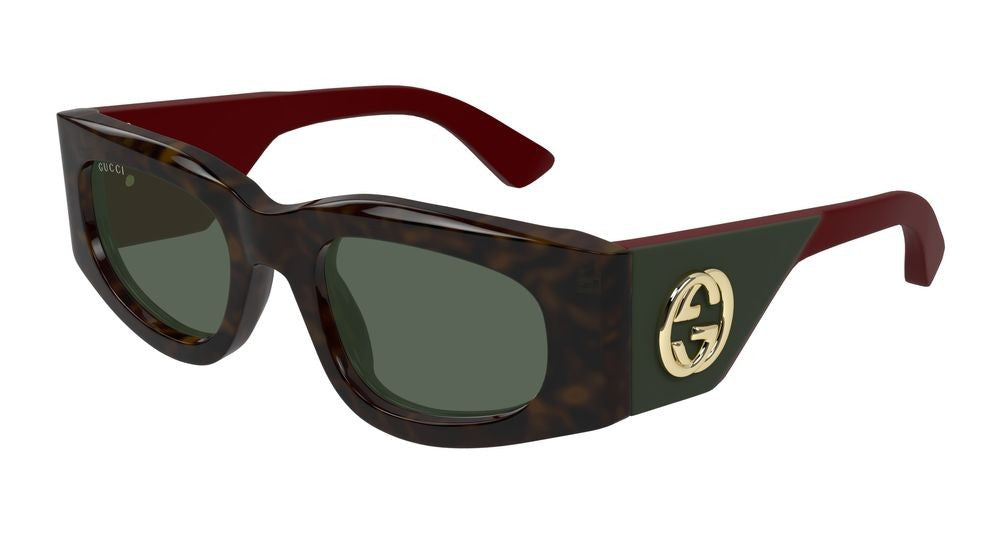 Gucci Havana Gold-Tone Logo Oversized Sunglasses
