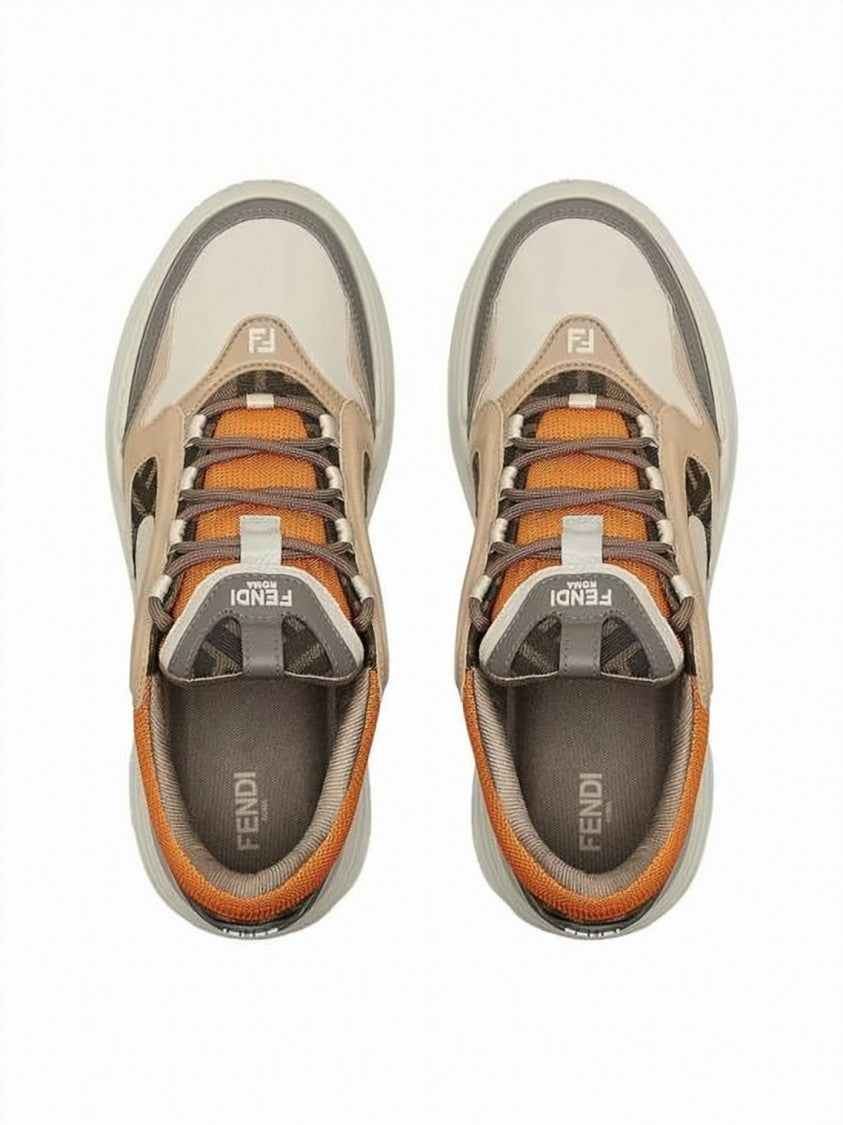 Fendi Layered Design Sneakers With Calf Leather