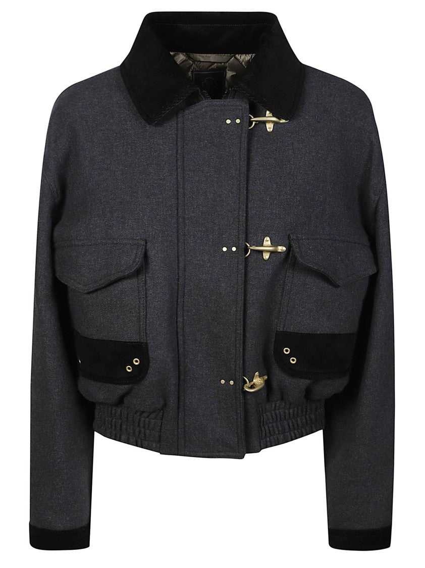 Fay Dark Grey 3 Ganci Cotton-Blend Bomber Jacket